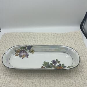 Beautiful Antique Z. S. & Co Bavaria Oblong Oval Iridescent Dish 12” Gilt Floral